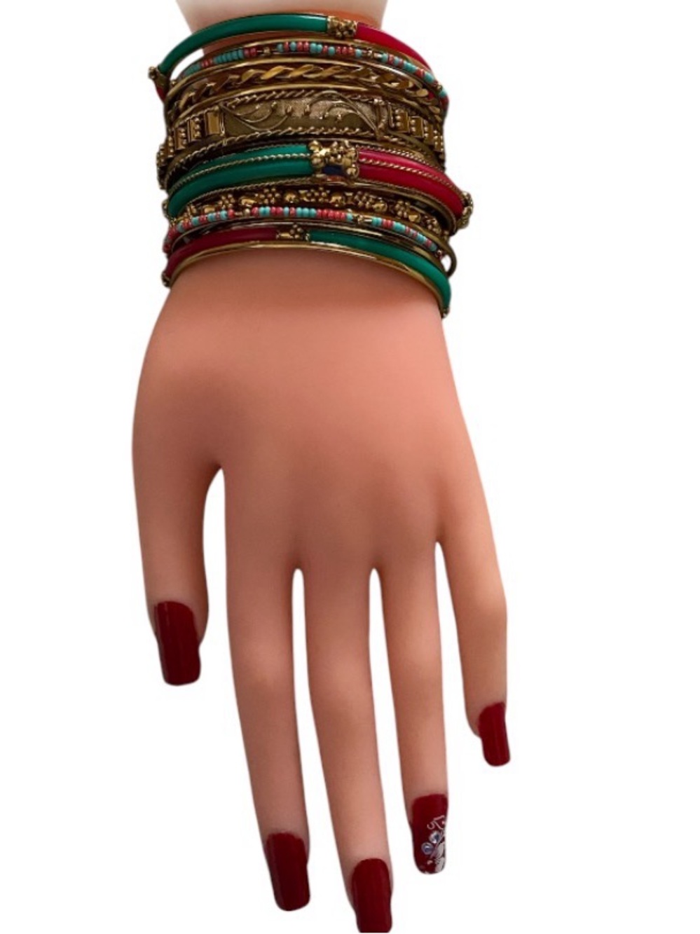 Amrita Singh 16 piece red/green Monte Carlo bangles